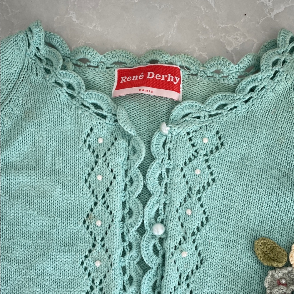 Women's Lace-Trimmed Cardigan - Soft Mint